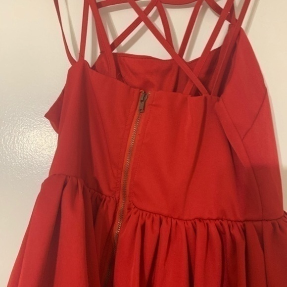 Lulu’s Red Can’t Cage Me Strap Mini Dress Size Small - Picture 11 of 13